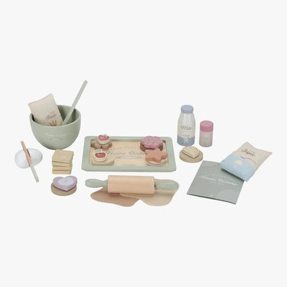 Little Dutch wooden baking toy set with rolling pin, dough, and pastry accessories