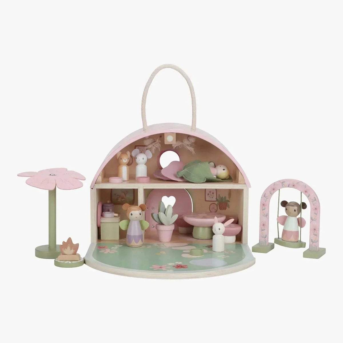 Little Dutch Fairy House & Garden wooden playset with miniature figurines and accessories.