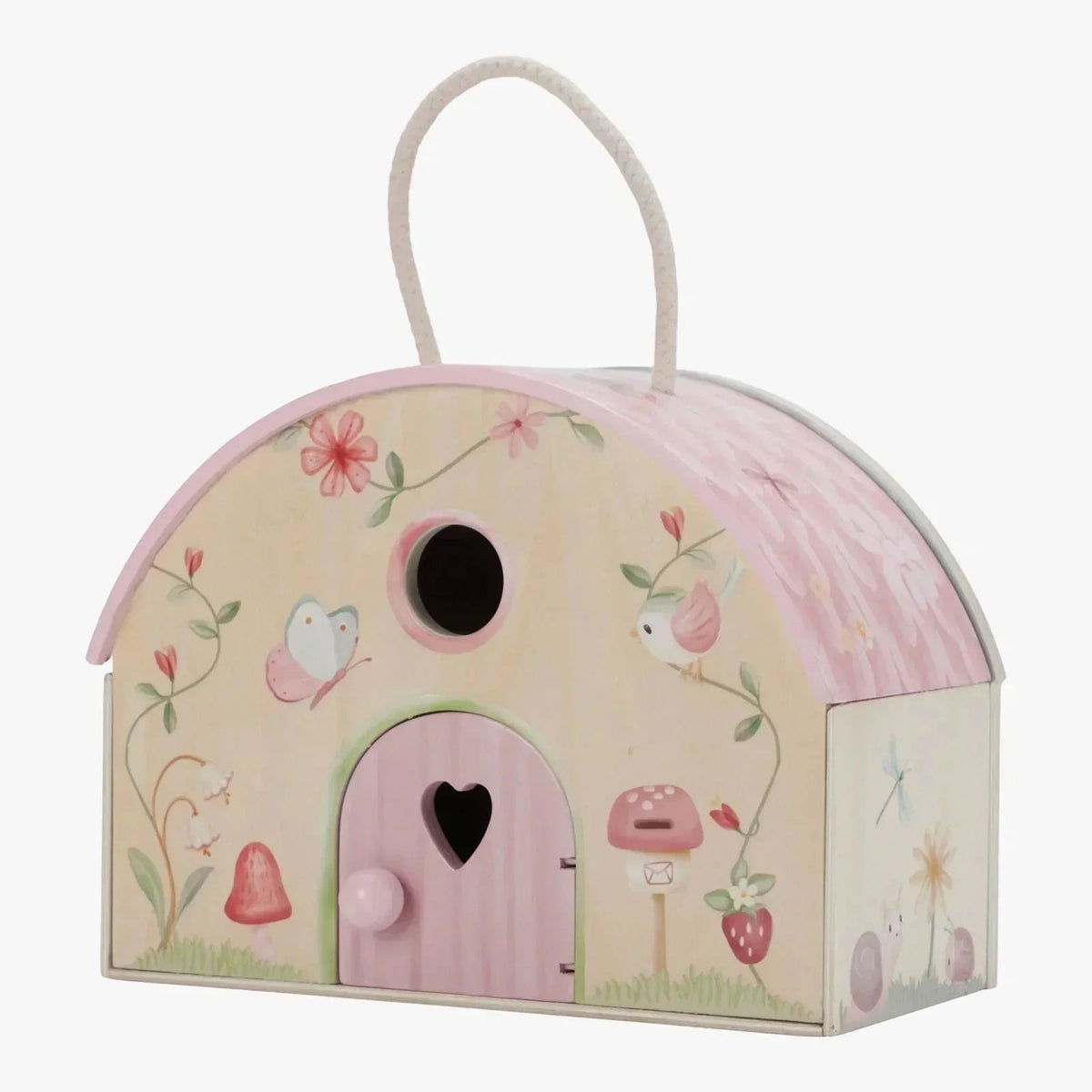 Little Dutch Fairy House & Garden wooden toy with floral and butterfly illustrations.