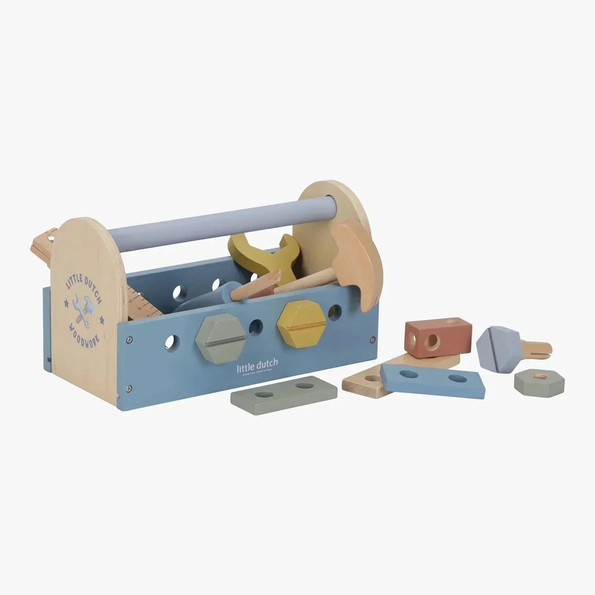 Little Dutch wooden tool box set with hammer and accessories for kids